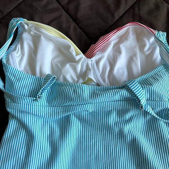 Lands' End Multi-Color Striped Tankini Size 8DD - Picture 4 of 6
